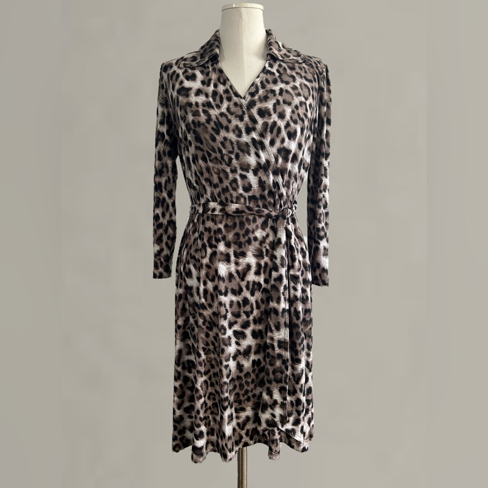 INC International Concepts Leopard Print Long Sleeve Dress